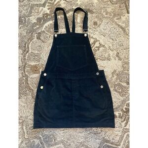 Urban Outfitters Blue Velour Overall Medium Mini Dress Jumper Schoolgirl Preppy